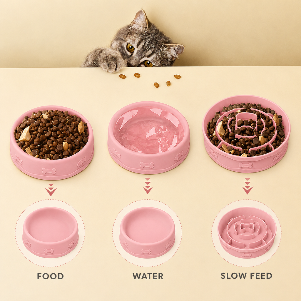 Two-in-One Silicone Slow Feeder & Water Bowl